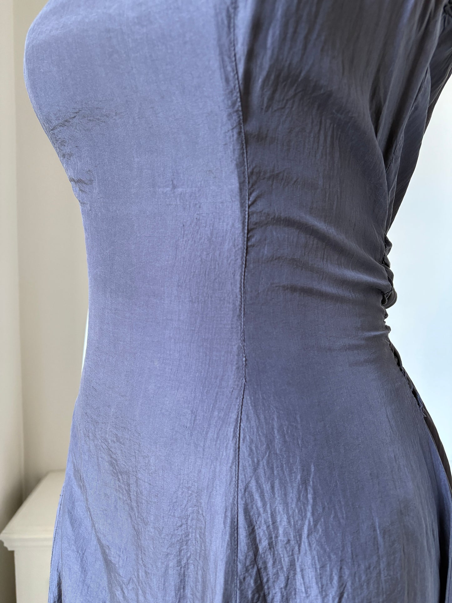 1990s 'Monsoon' Grey Silk Dress