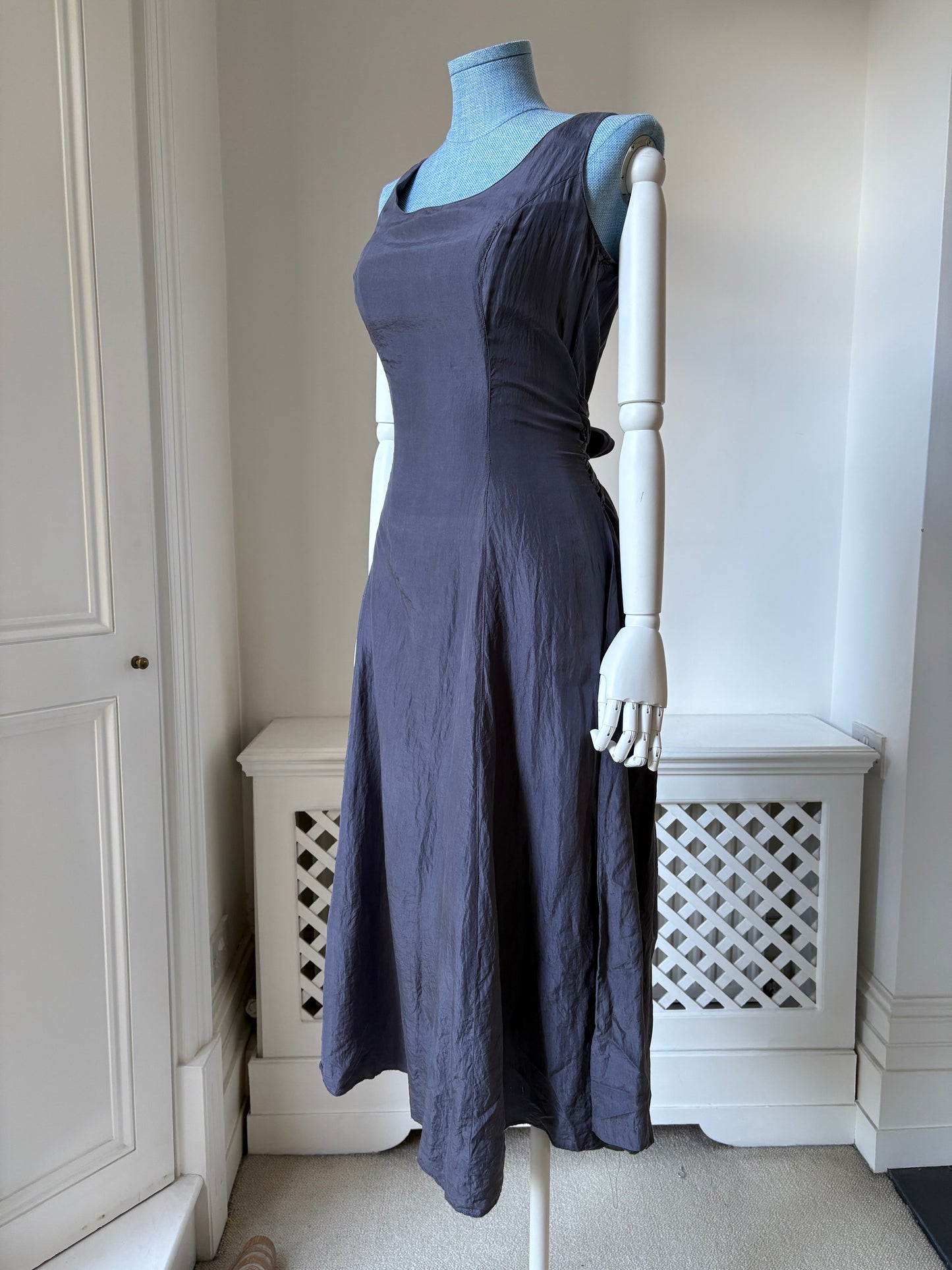 1990s 'Monsoon' Grey Silk Dress