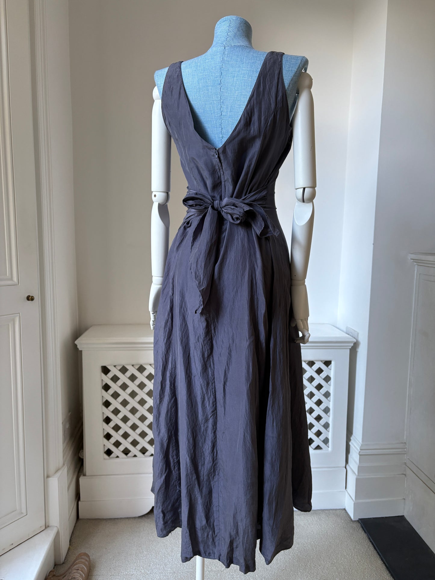 1990s 'Monsoon' Grey Silk Dress