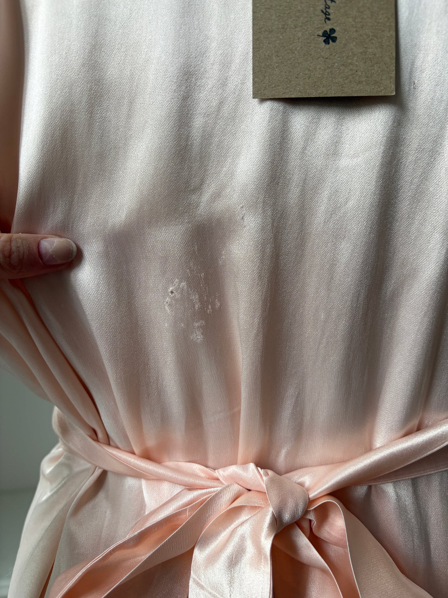 1940s Pink Satin Slip with Smocking