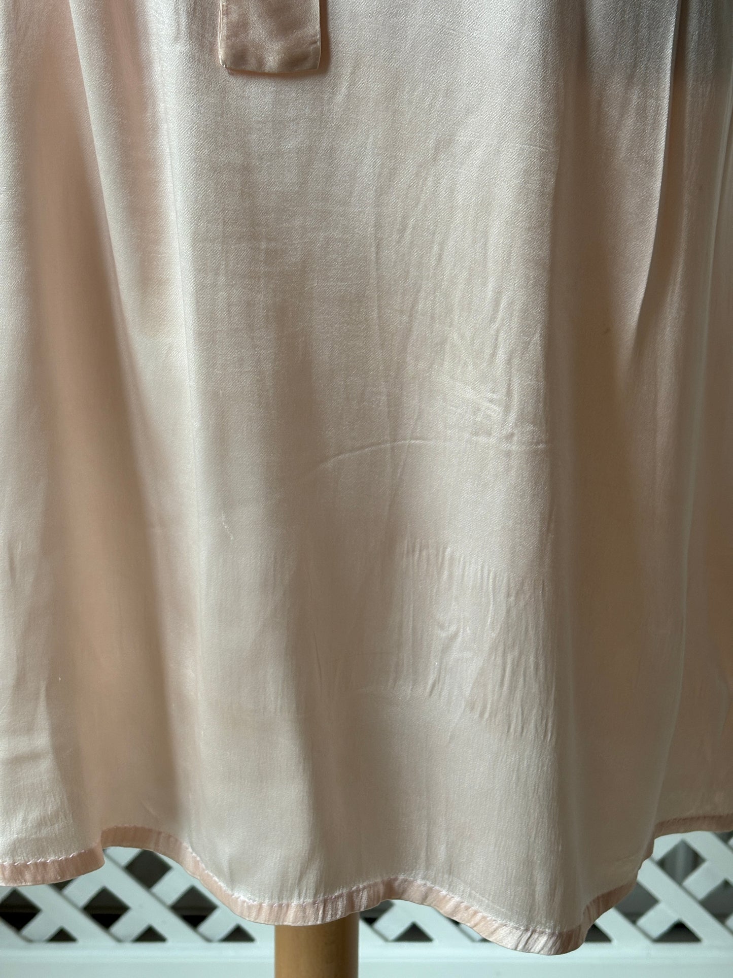 1940s Pink Satin Slip with Smocking