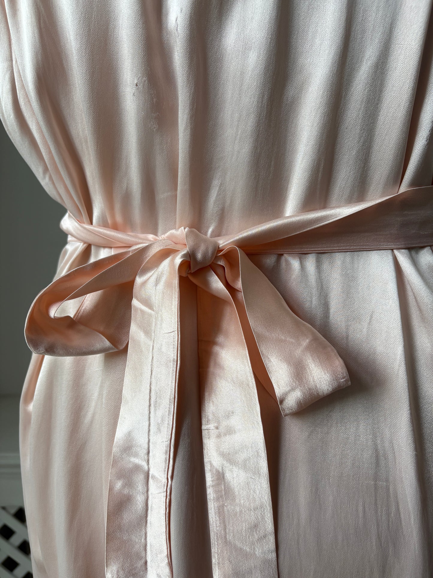 1940s Pink Satin Slip with Smocking