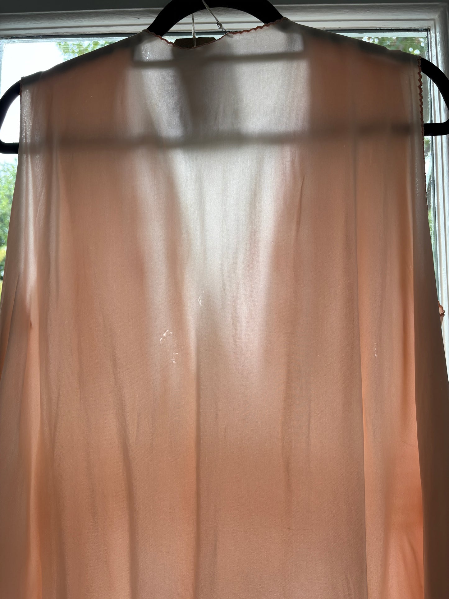 1940s Pink Satin Slip with Smocking