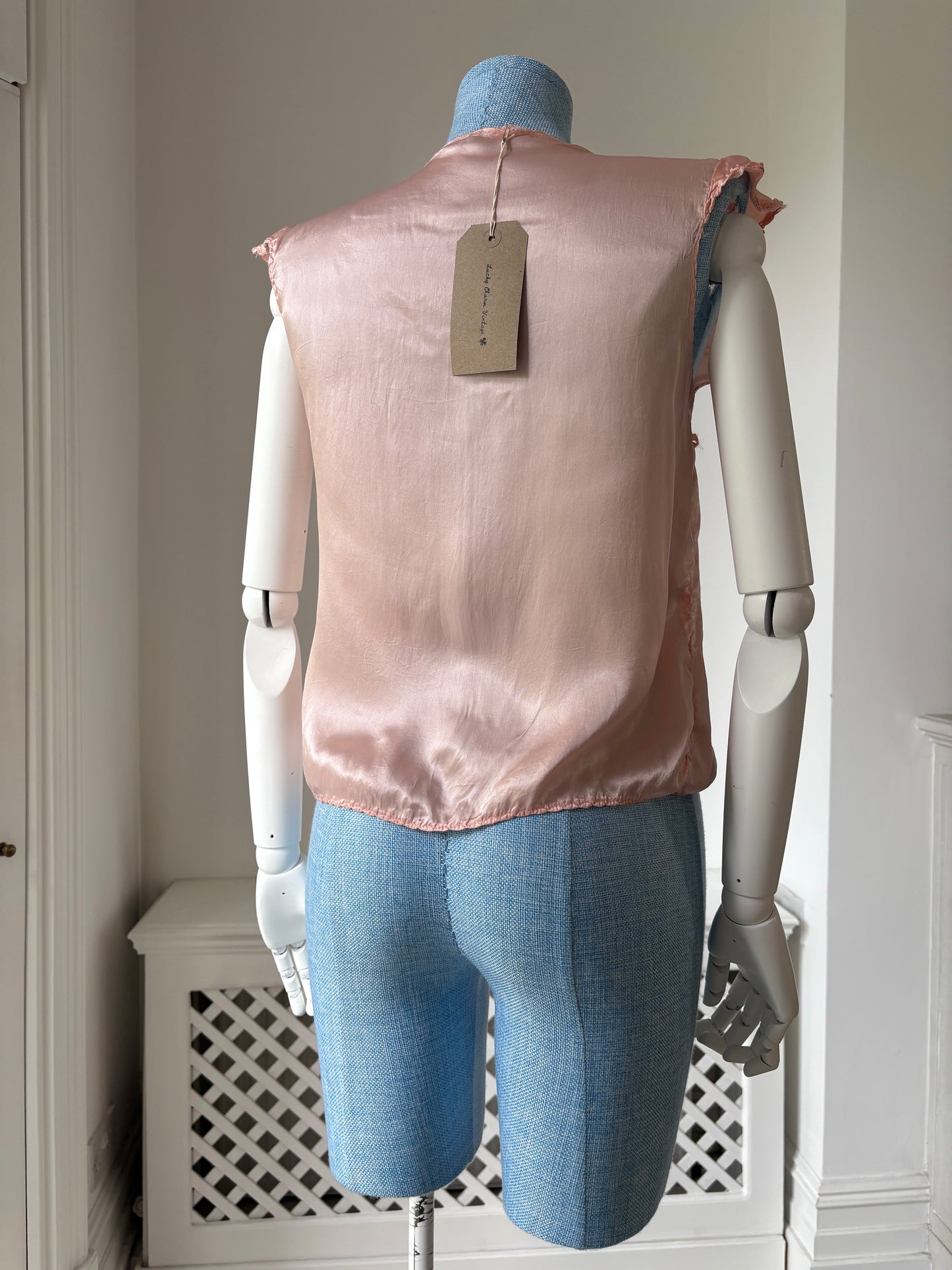 1930s Pink Satin Pyjama Blouse