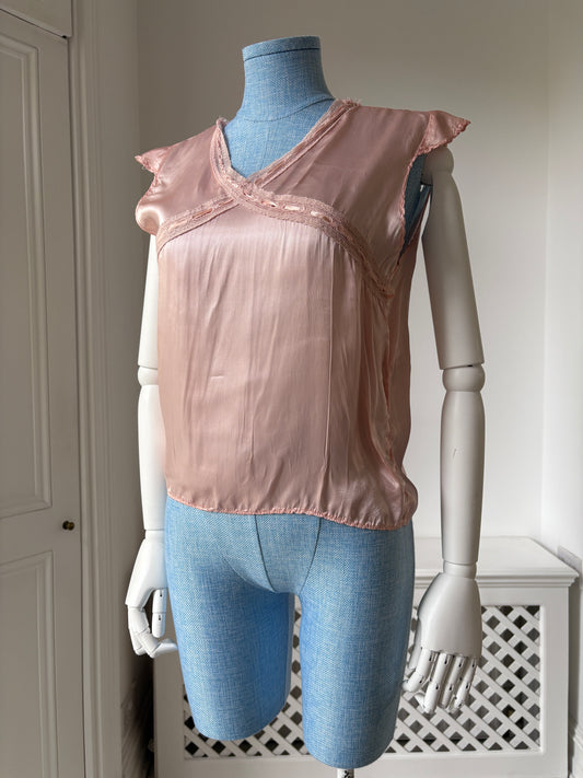 1930s Pink Satin Pyjama Blouse