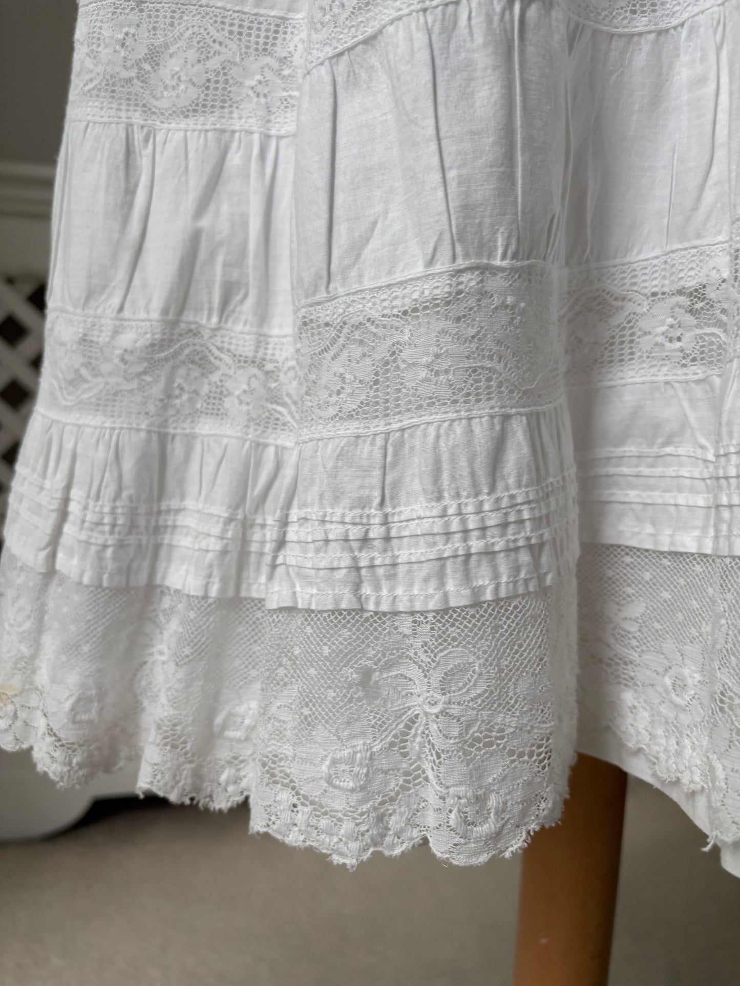 1900s 1910s Edwardian Cotton Nightdress with Ribbon
