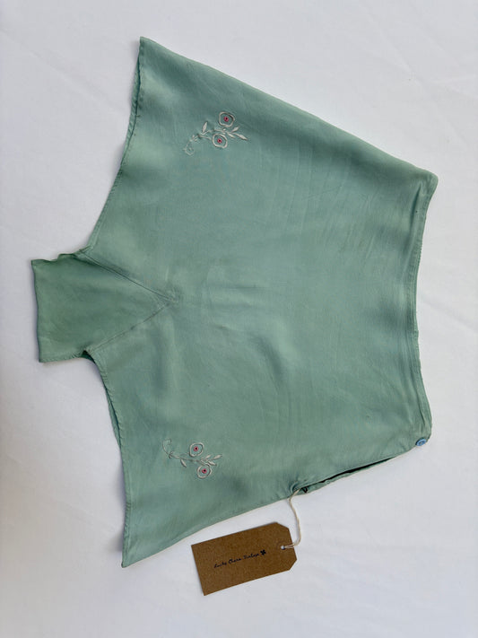 1940s Blue Embroidered Tap Pants