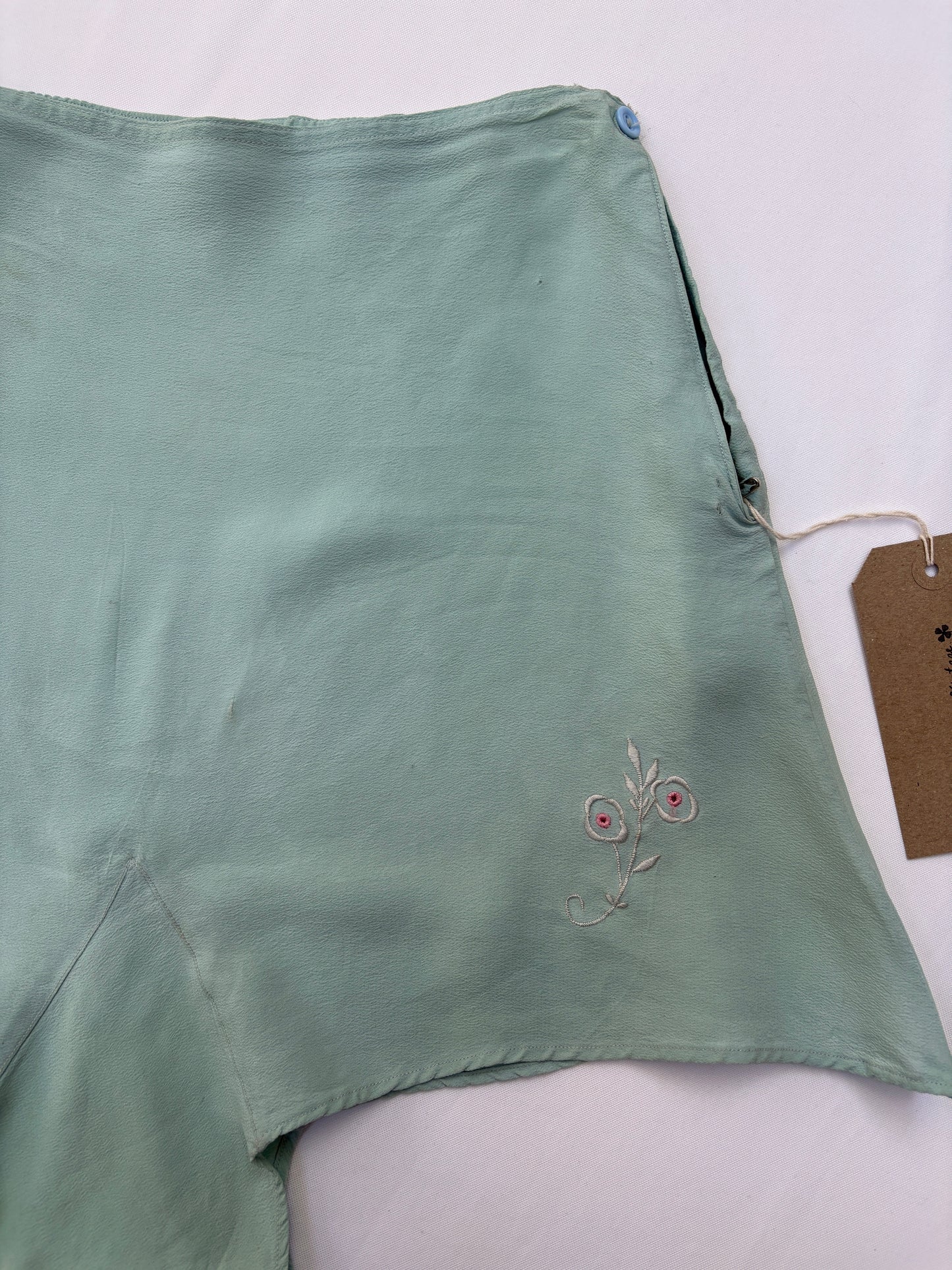 1940s Blue Embroidered Tap Pants