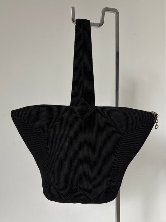 1940s Black Corde Wristlet Bag