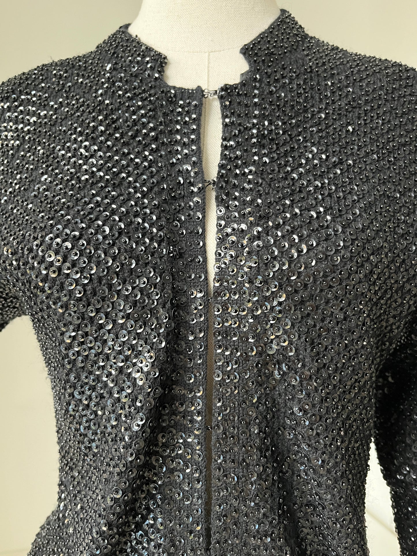 1960s Black Sequin Encrusted Cardigan