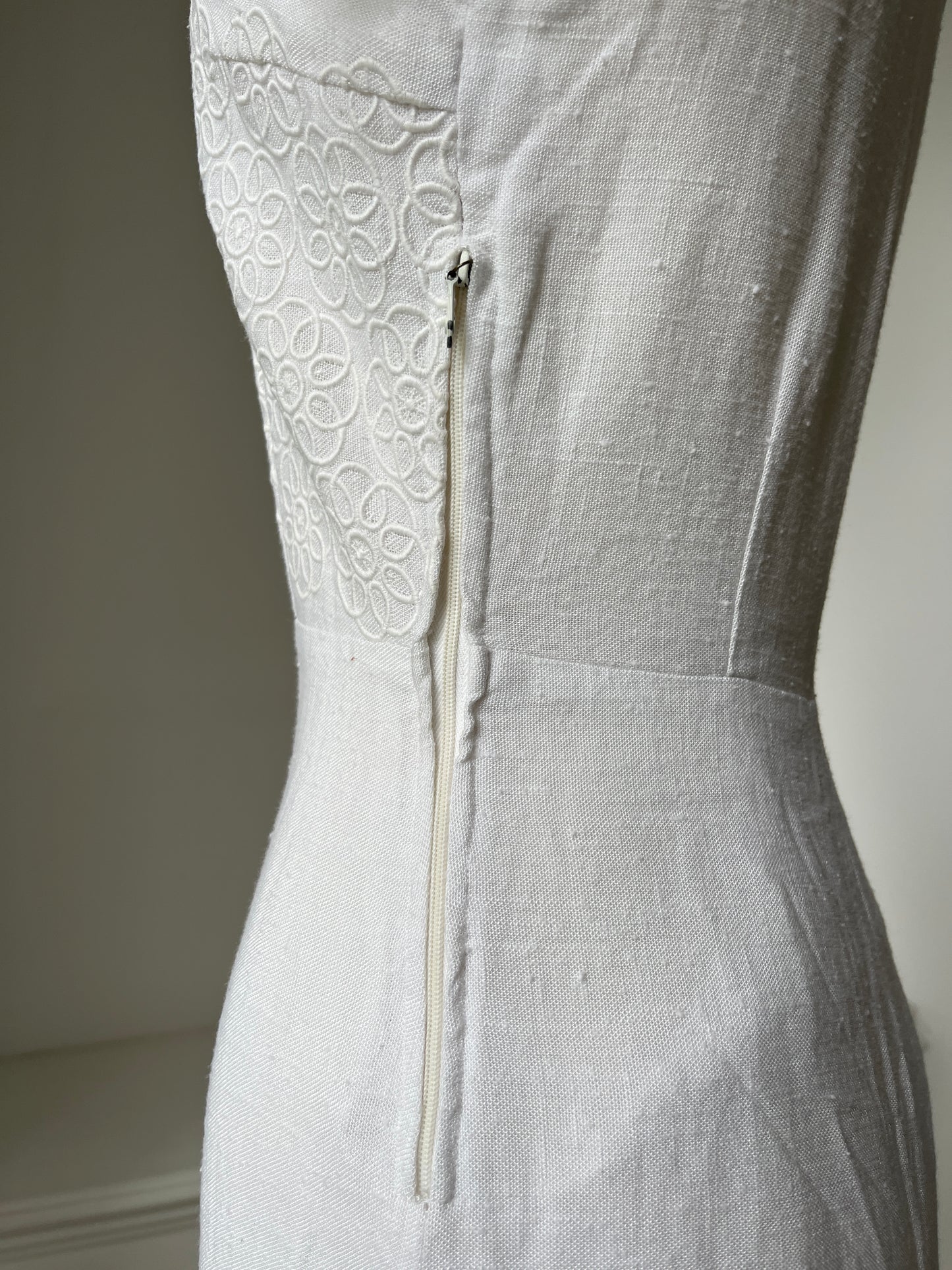 1950s 1960s Slub Cotton White Summer Dress