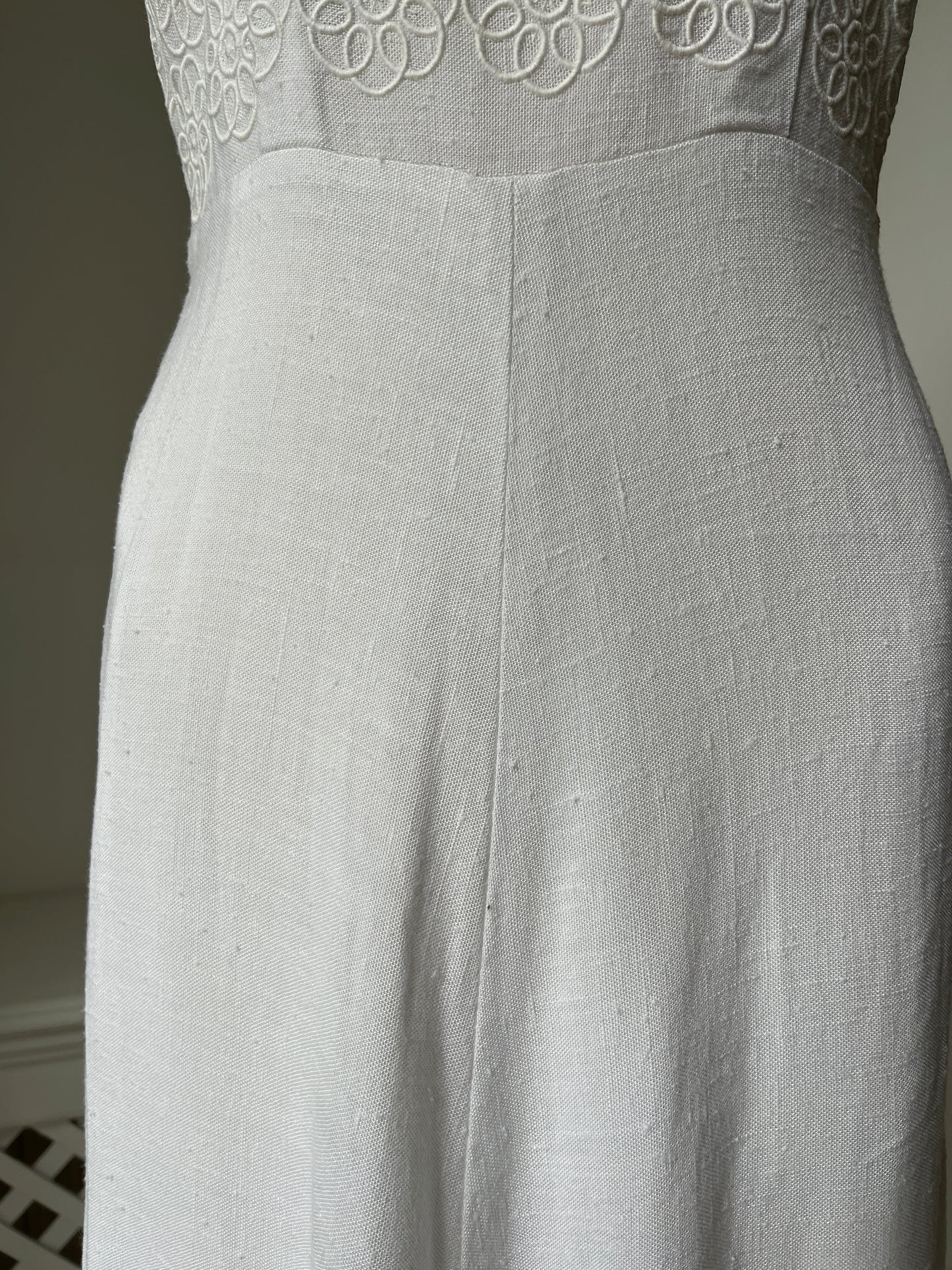 1950s 1960s Slub Cotton White Summer Dress