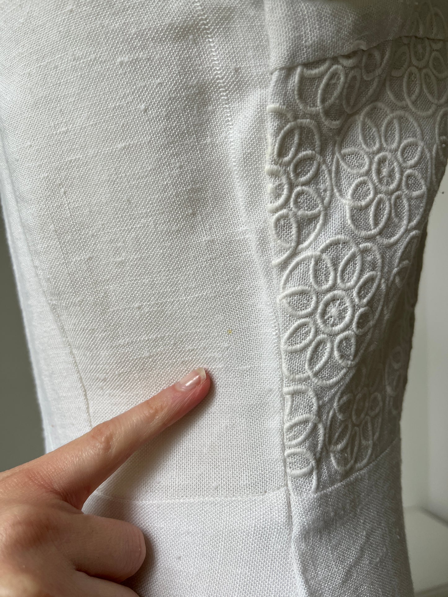 1950s 1960s Slub Cotton White Summer Dress