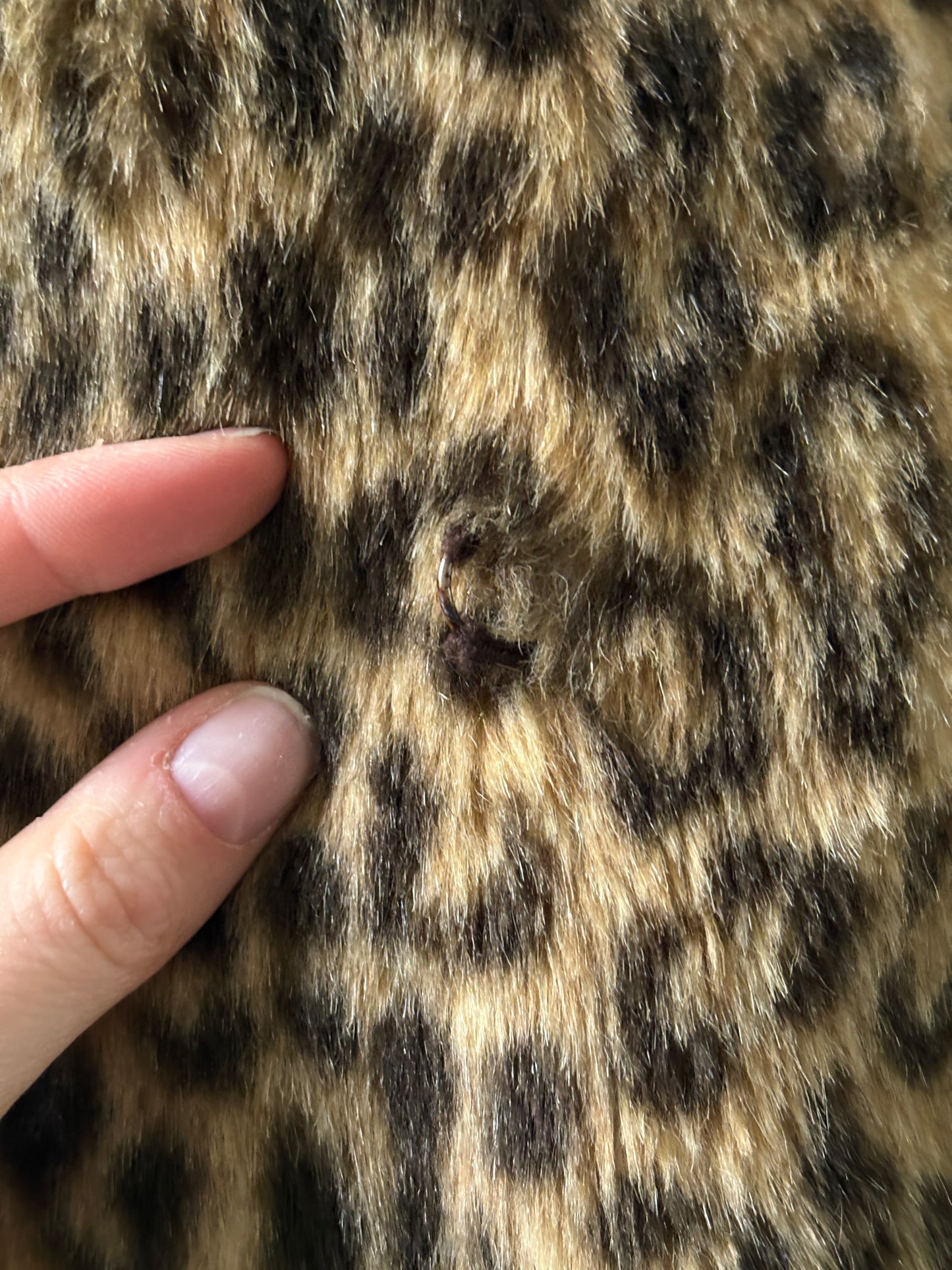 1980s Faux Fur Leopard Coat with Attached Scarf