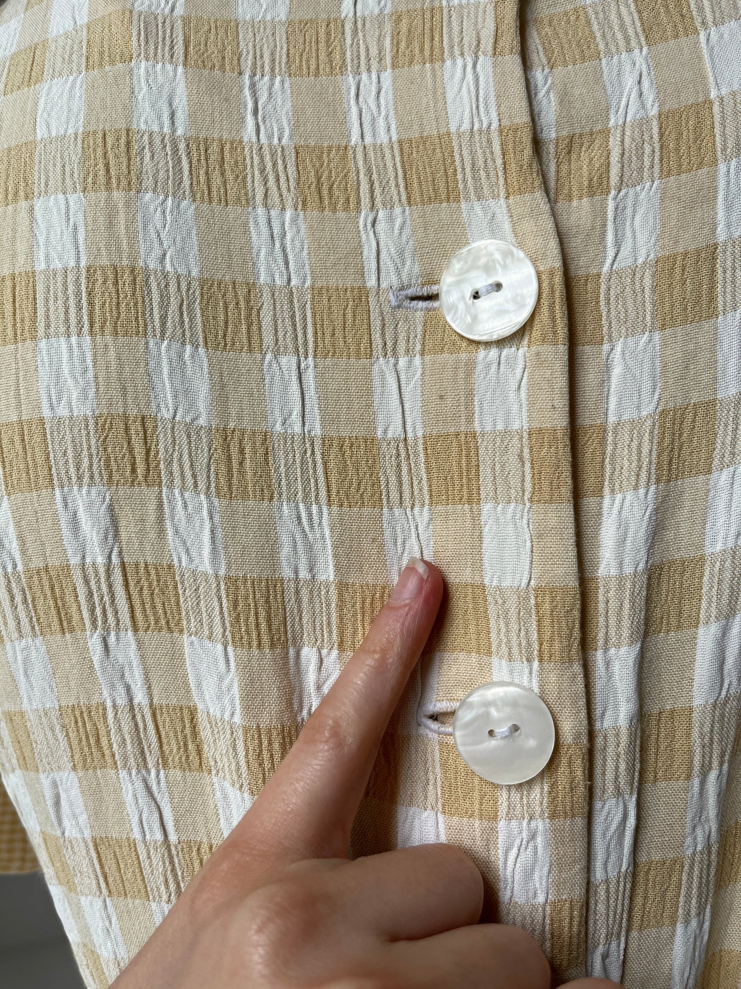 1990s Pale Yellow Gingham Dress