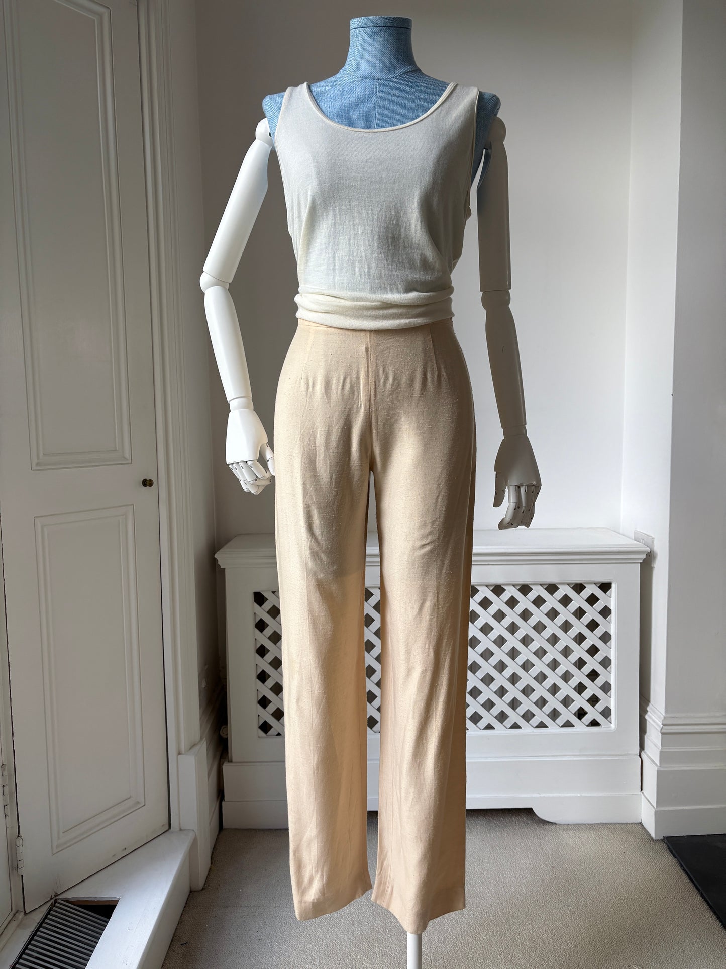 1990s Cream Silk Trousers