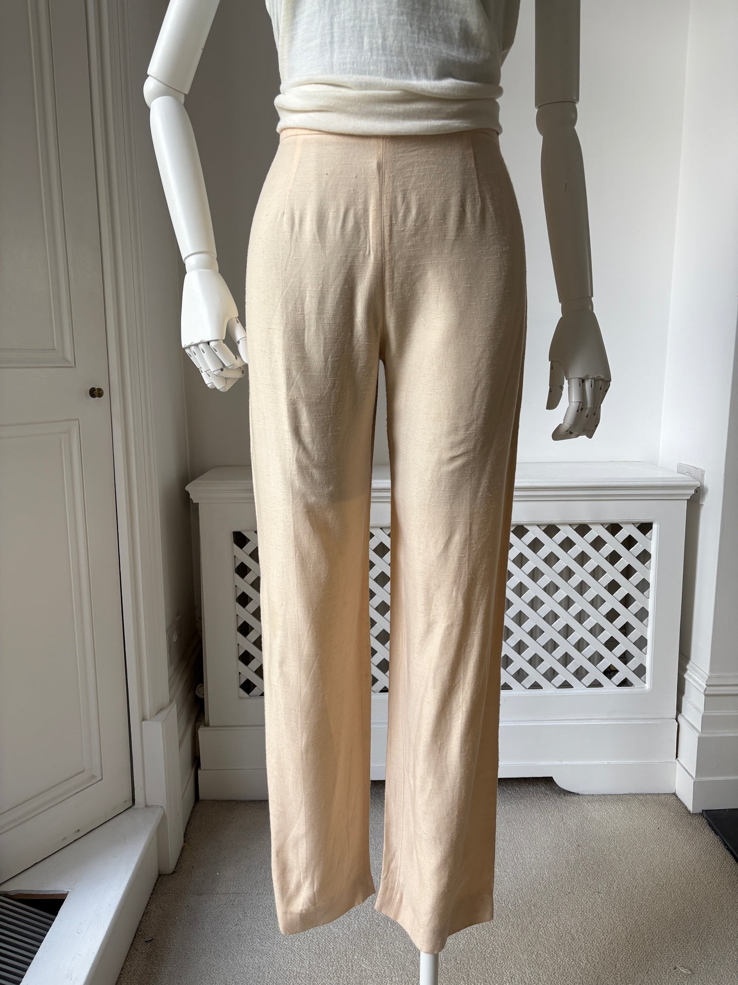 1990s Cream Silk Trousers