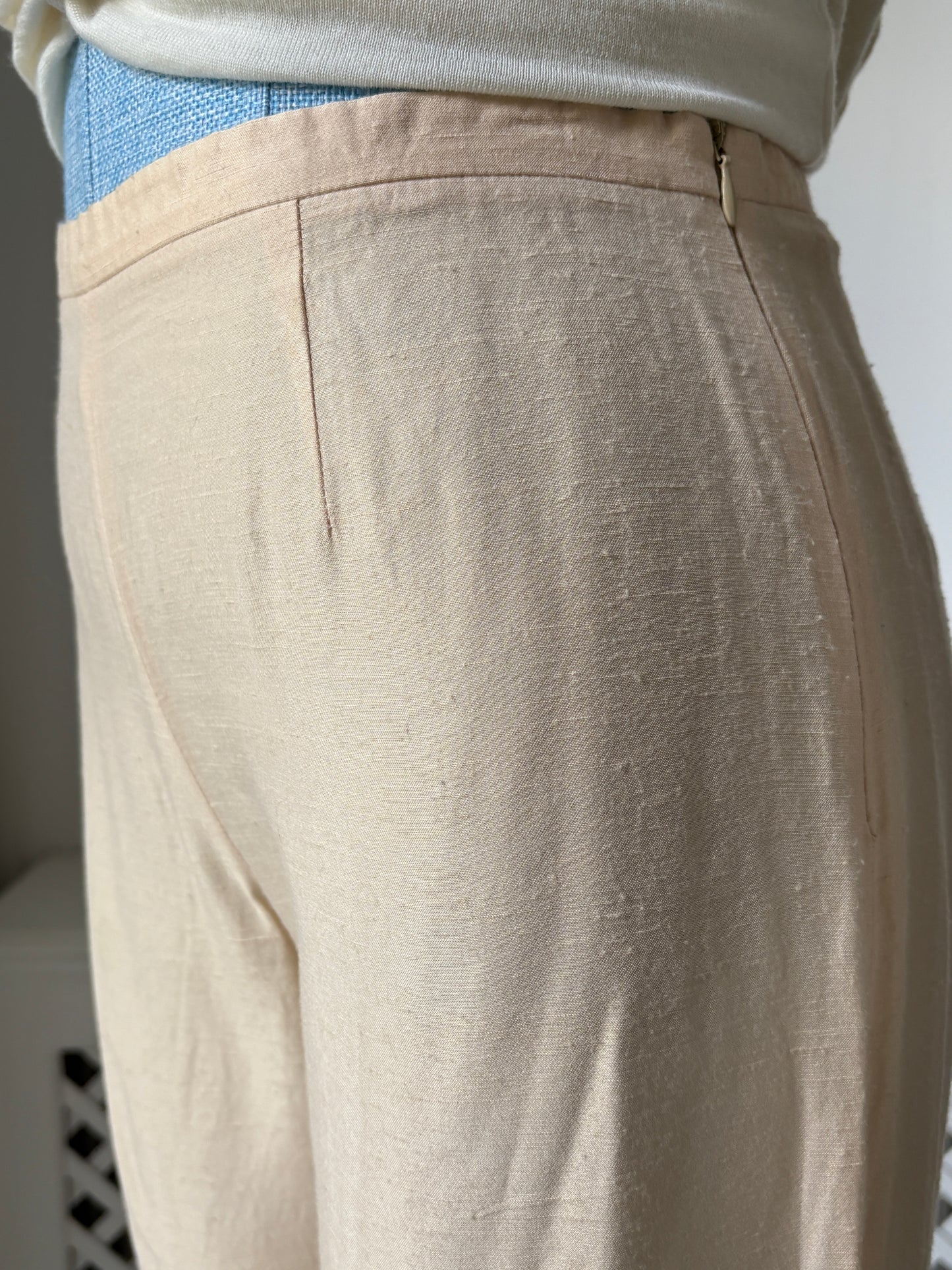 1990s Cream Silk Trousers