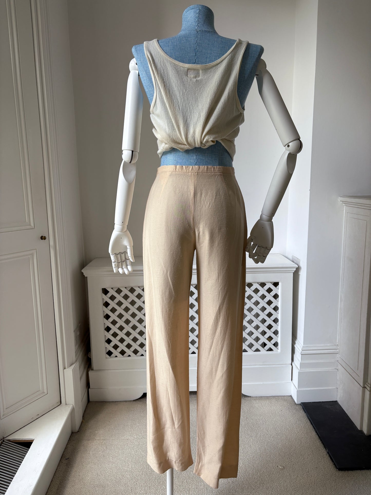 1990s Cream Silk Trousers