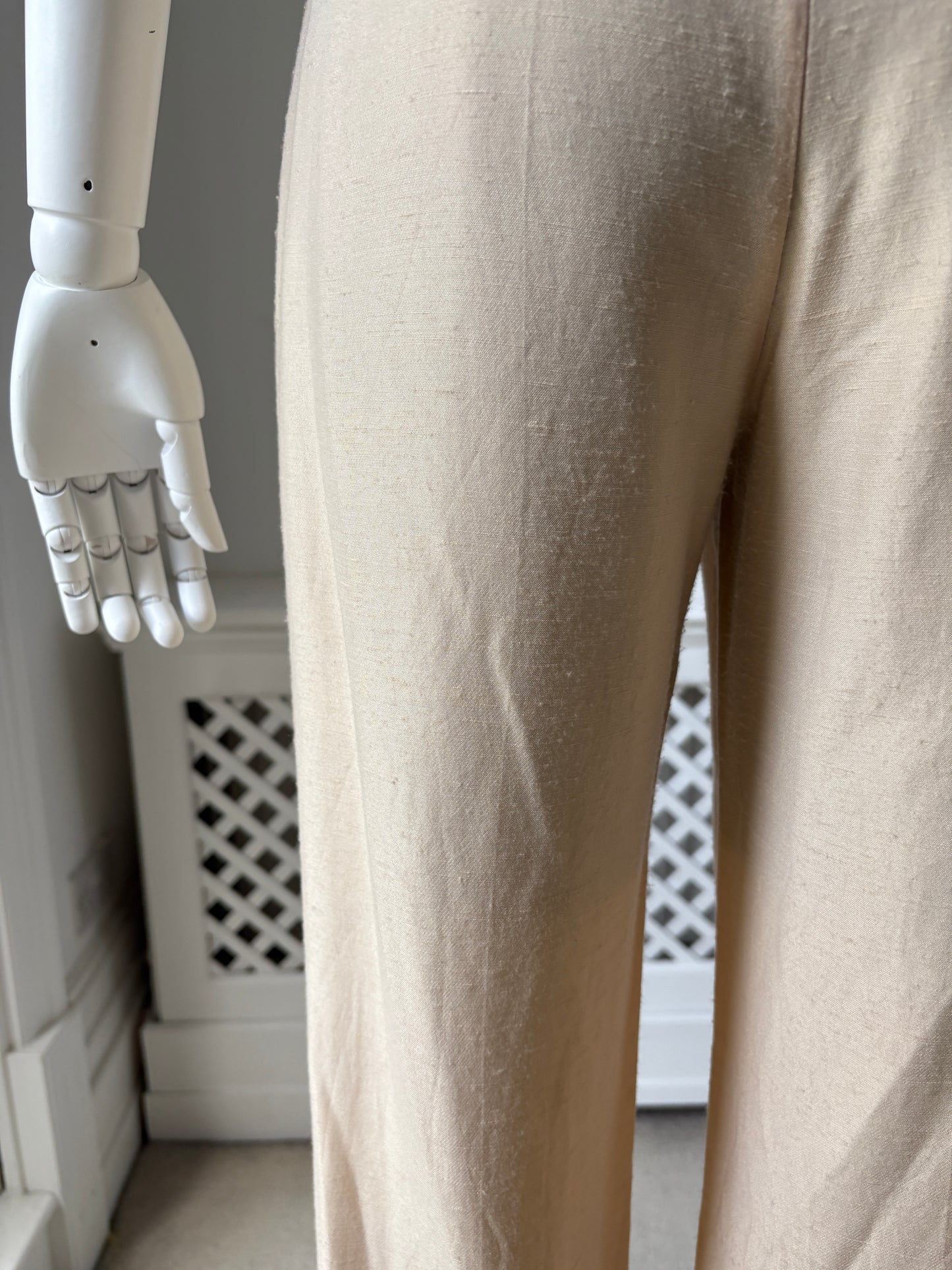 1990s Cream Silk Trousers