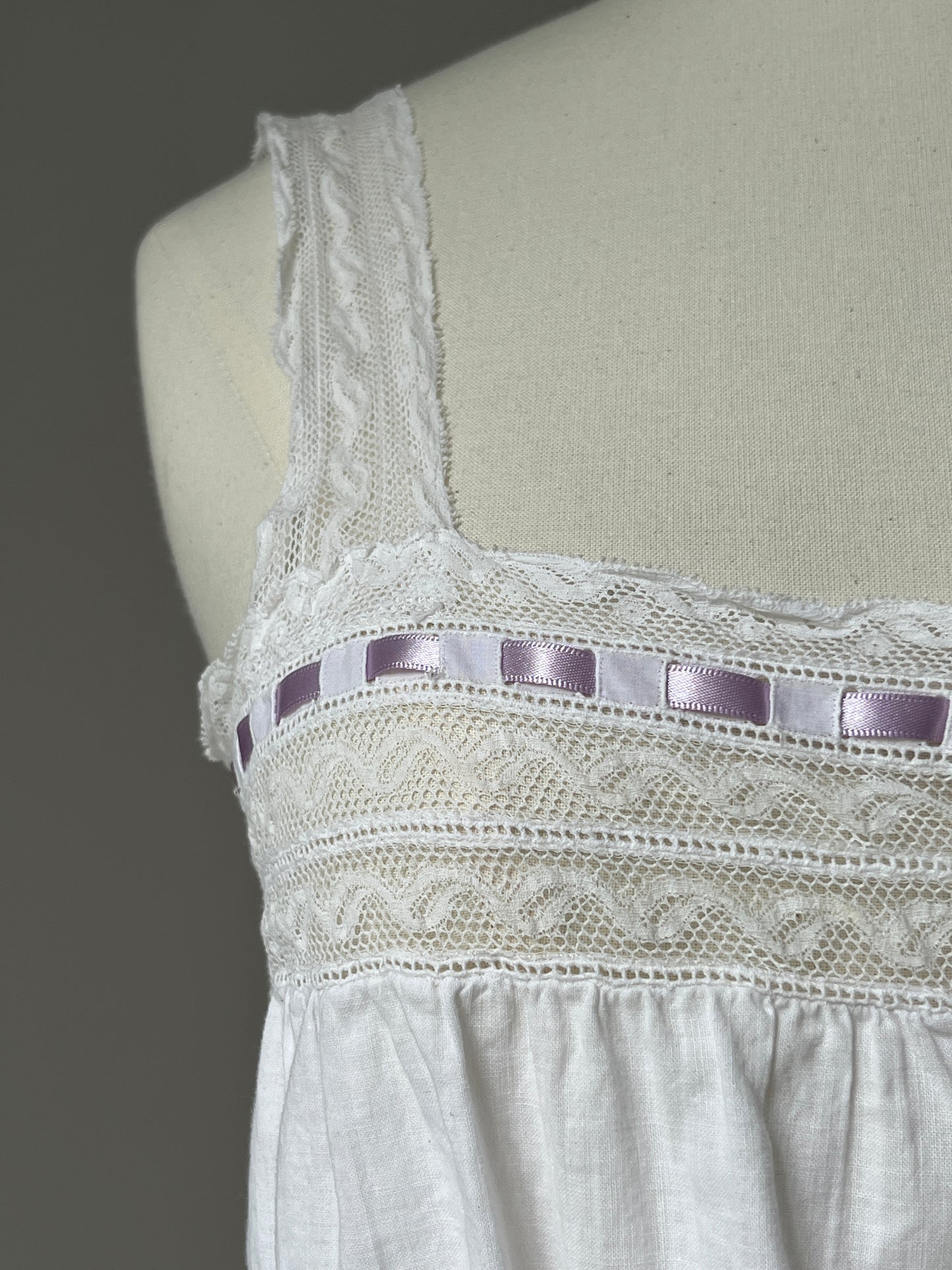 1910s Edwardian Corset Cover with Lilac Ribbon