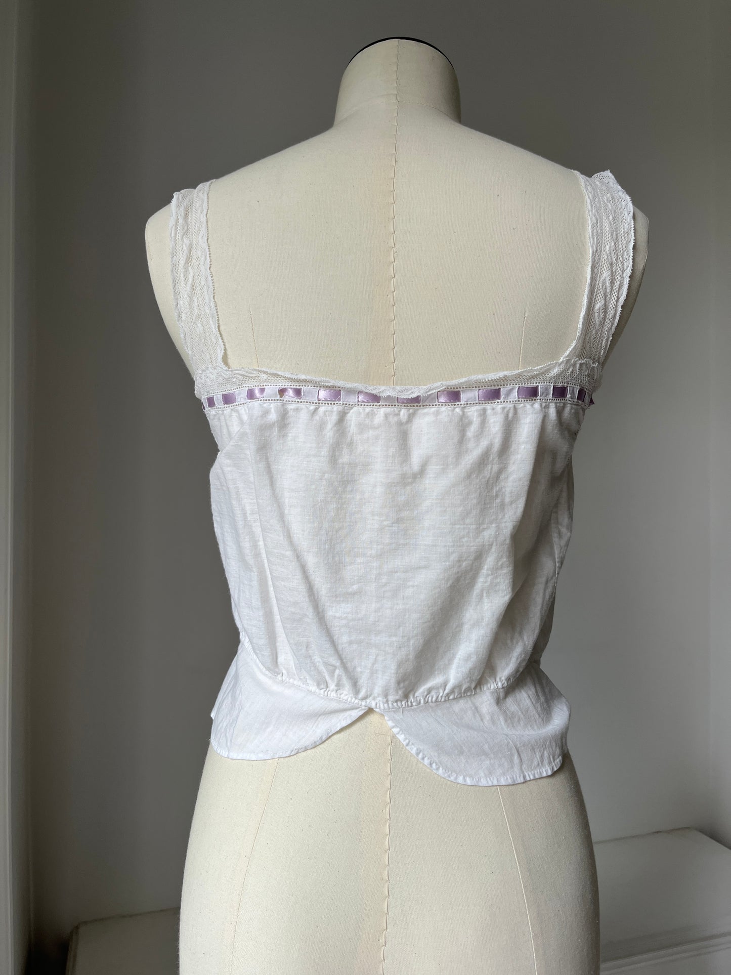 1910s Edwardian Corset Cover with Lilac Ribbon