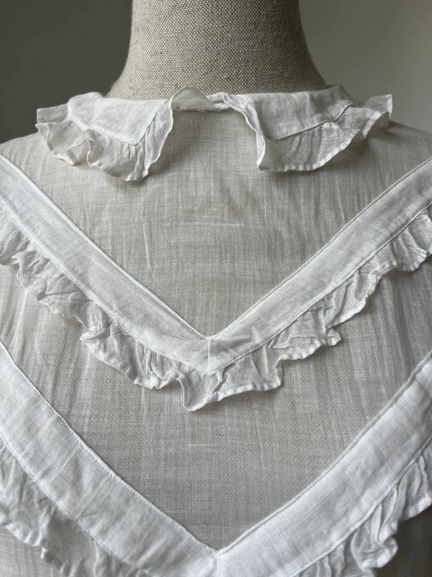 1900s Lawn Cotton Day Dress with Collar
