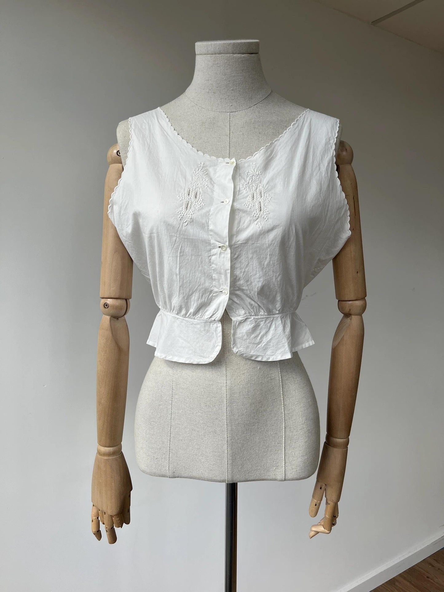 1910s Corset Cover with Wisteria Embroidery