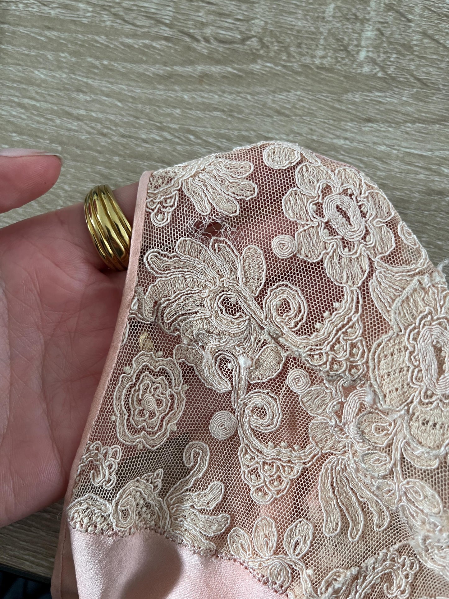 1930s Pink Silk Bed Jacket with Lace