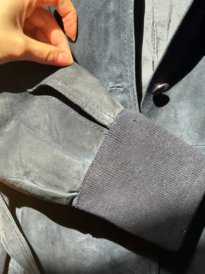 1970s Navy 'Furs-Ettex' Suede Trench Coat