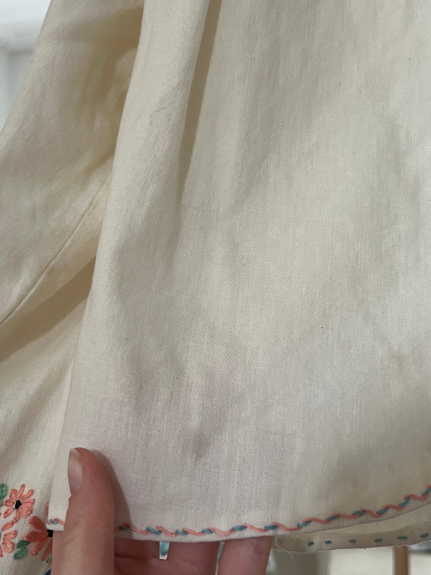 1940s Hand Embroidered Cotton Bed Jacket