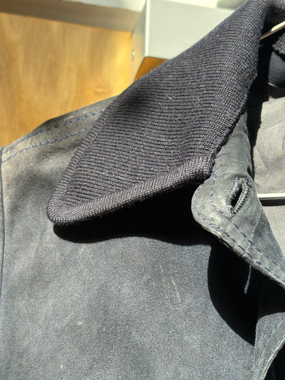 1970s Navy 'Furs-Ettex' Suede Trench Coat
