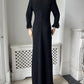 1960s Black Crochet Knit Nude Illusion Maxi Dress