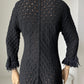 1960s Black Crochet Knit Nude Illusion Maxi Dress