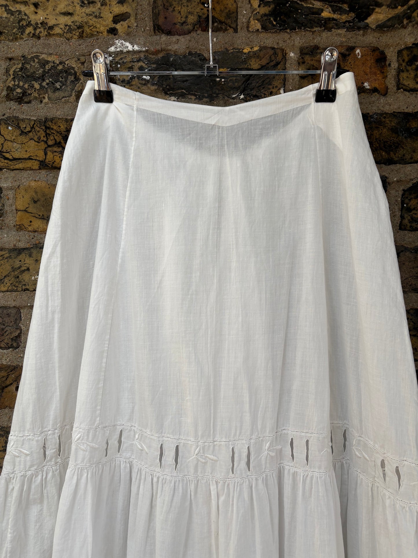 1900s Pure Cotton Petticoat with Floral Embroidery