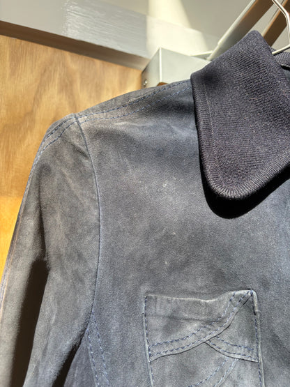 1970s Navy 'Furs-Ettex' Suede Trench Coat
