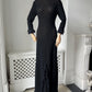 1960s Black Crochet Knit Nude Illusion Maxi Dress