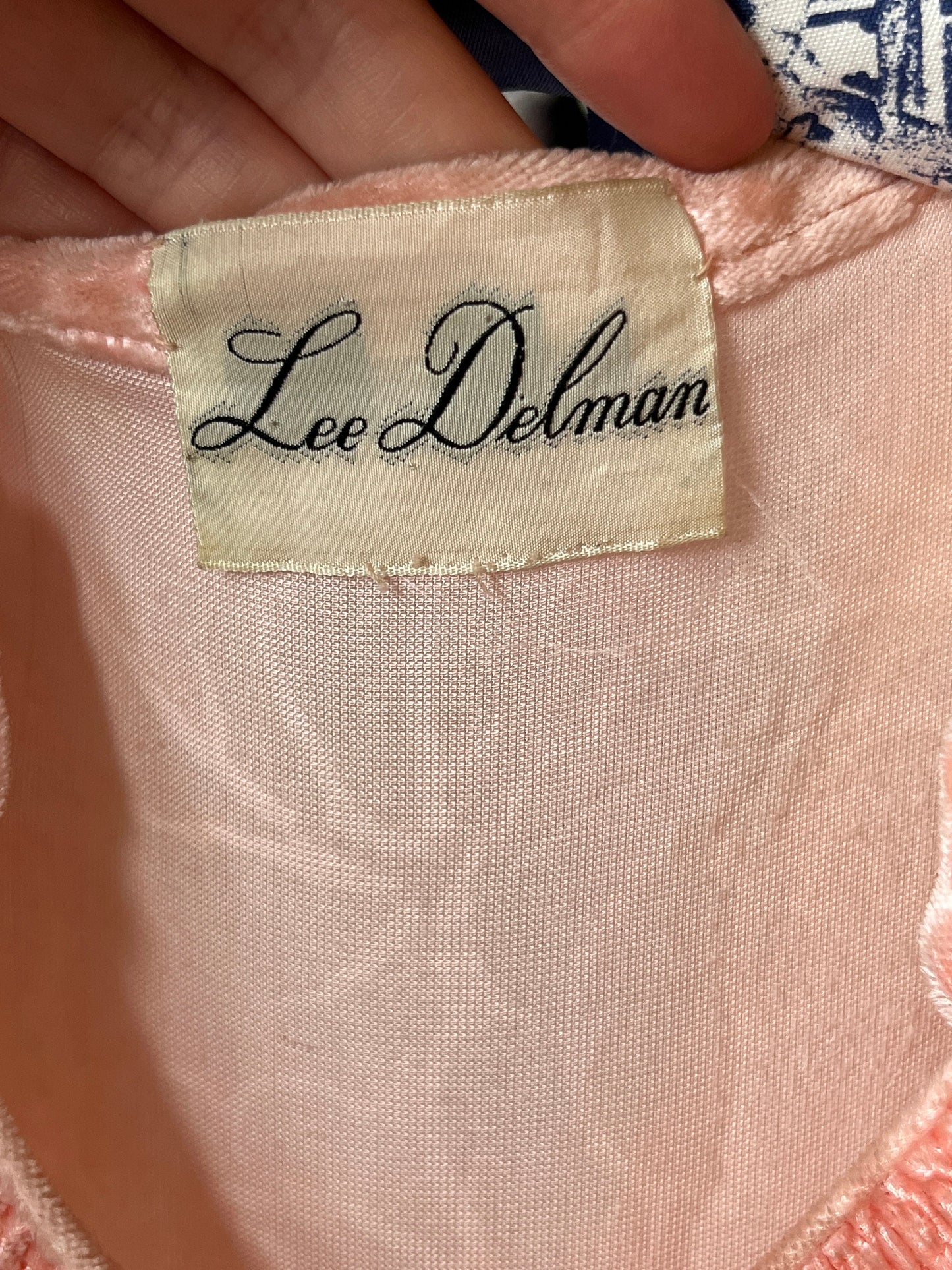 1930s 1940s Pink Velvet 'Lee Delman' Evening Gown