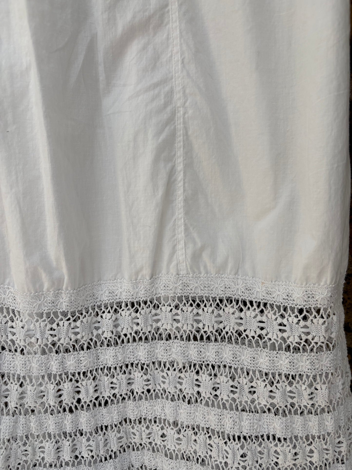 1900s Pure Cotton Petticoat with Crochetwork Hem
