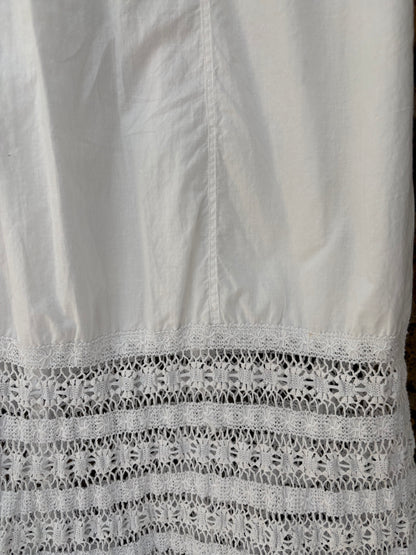 1900s Pure Cotton Petticoat with Crochetwork Hem