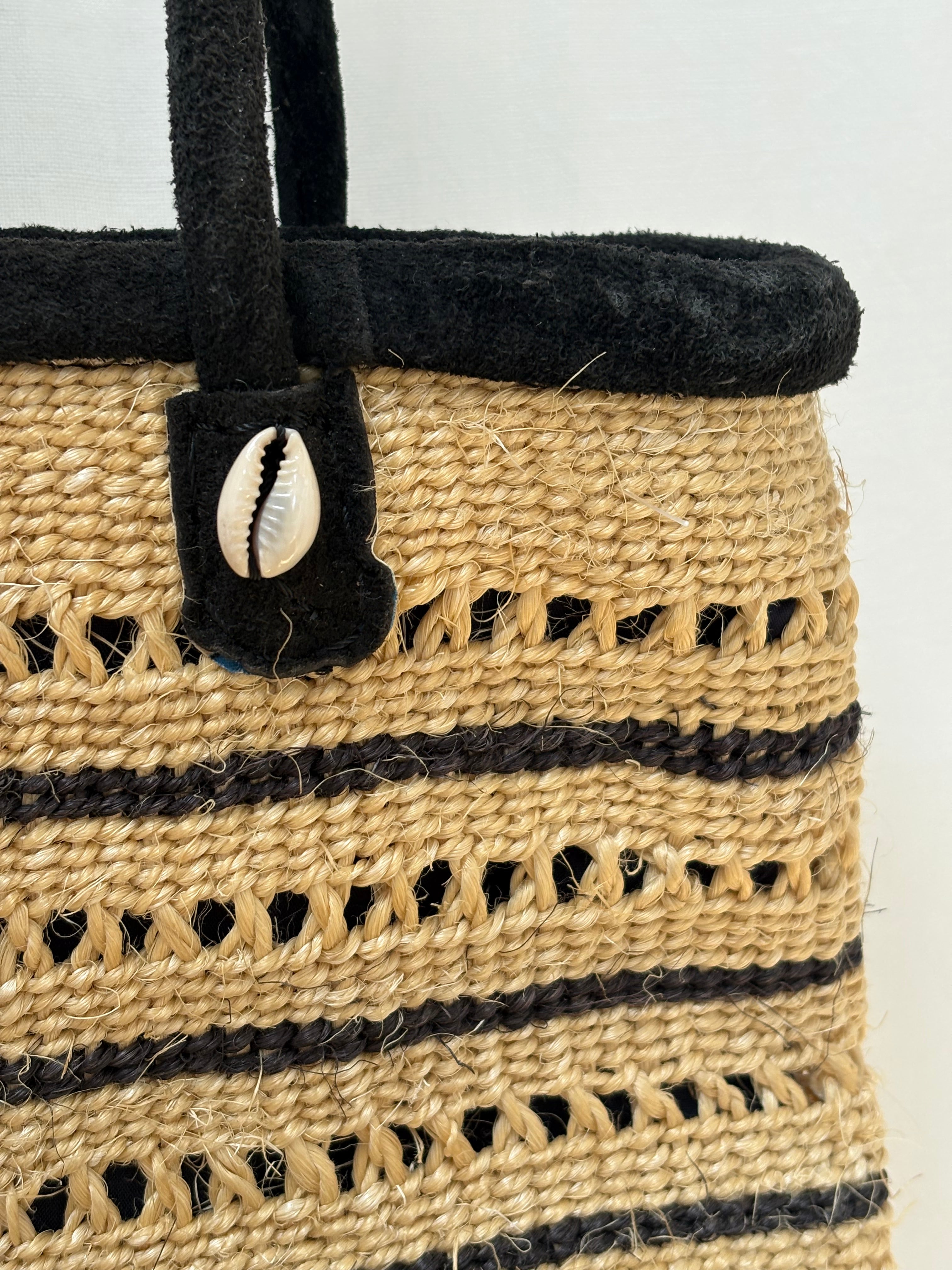 1990s Straw Handbag with Cowrie Shells