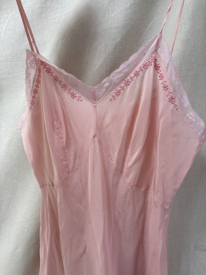 1970s Pink 'Emilia Bellini' Pure Silk Slip