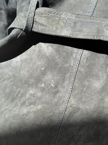 1970s Navy 'Furs-Ettex' Suede Trench Coat
