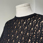 1960s Black Crochet Knit Nude Illusion Maxi Dress