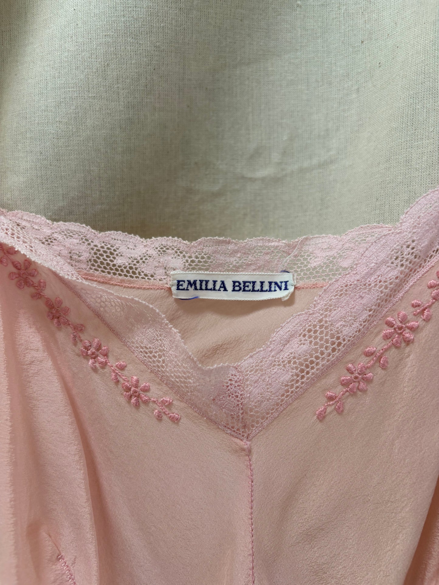 1970s Pink 'Emilia Bellini' Pure Silk Slip