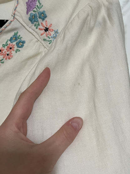 1940s Hand Embroidered Cotton Bed Jacket