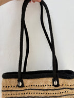 1990s Straw Handbag with Cowrie Shells