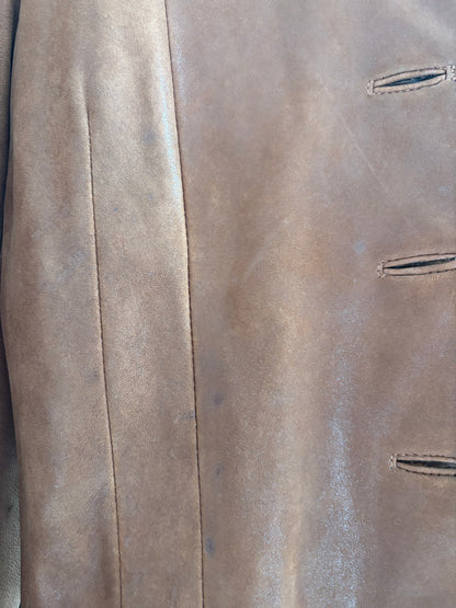 1990s Brown Leather Longline Coat