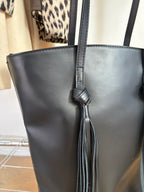 2010 Black Leather Handbag with Tassels