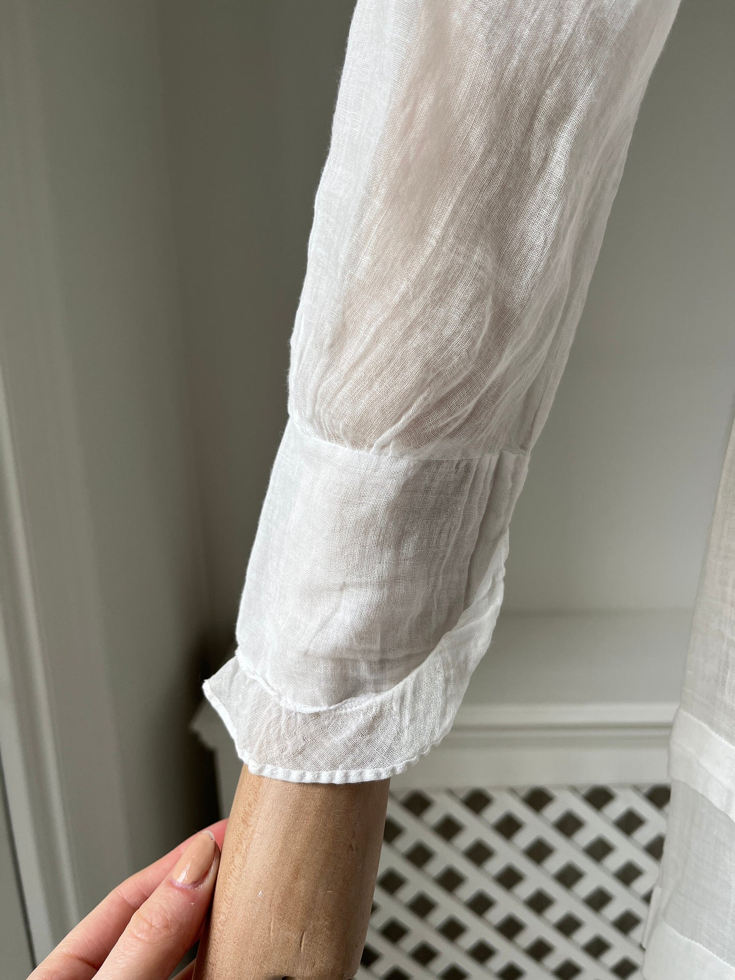 1900s Lawn Cotton Day Dress with Collar